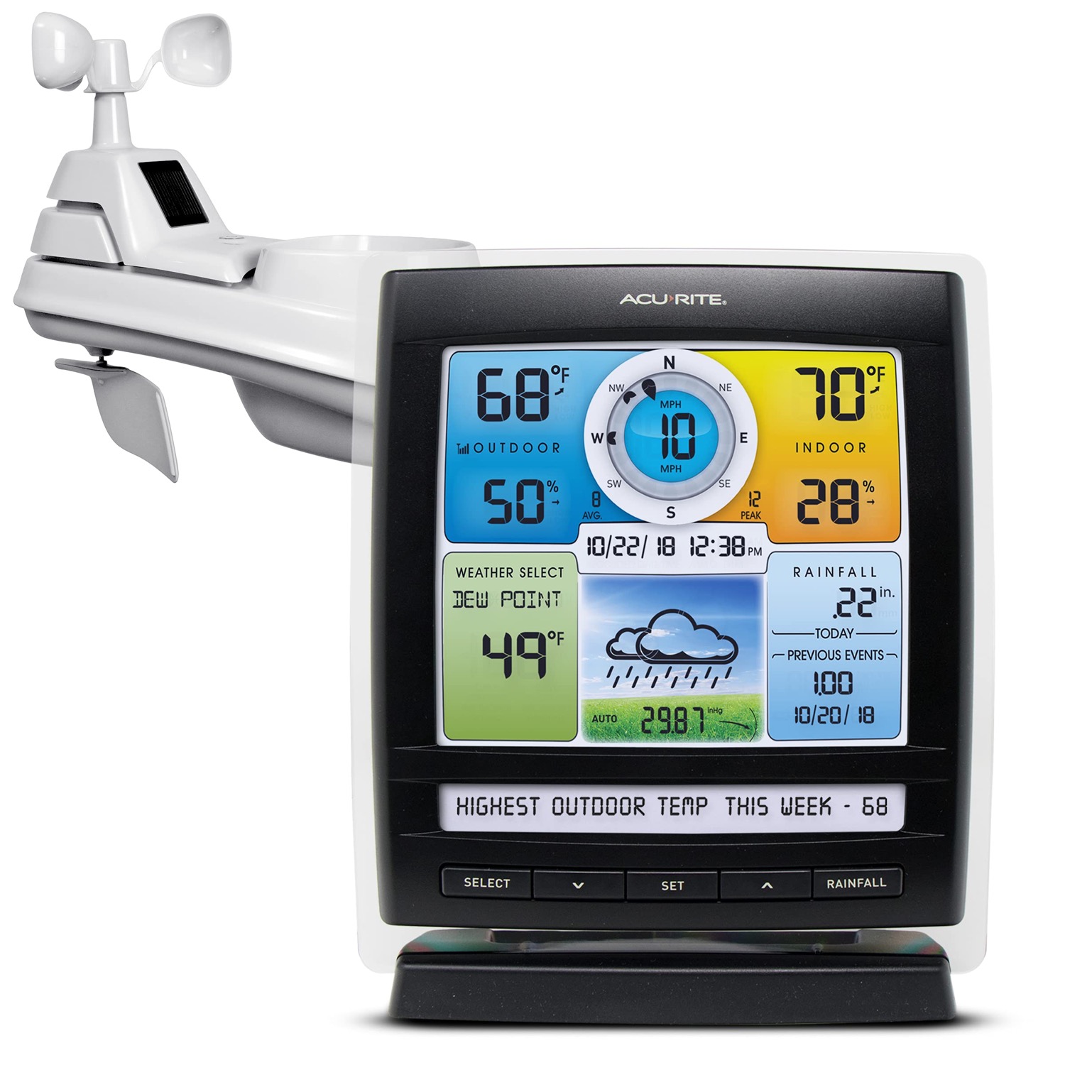 AcuRite Iris 5-in-1 colour display and outdoor sensor mast