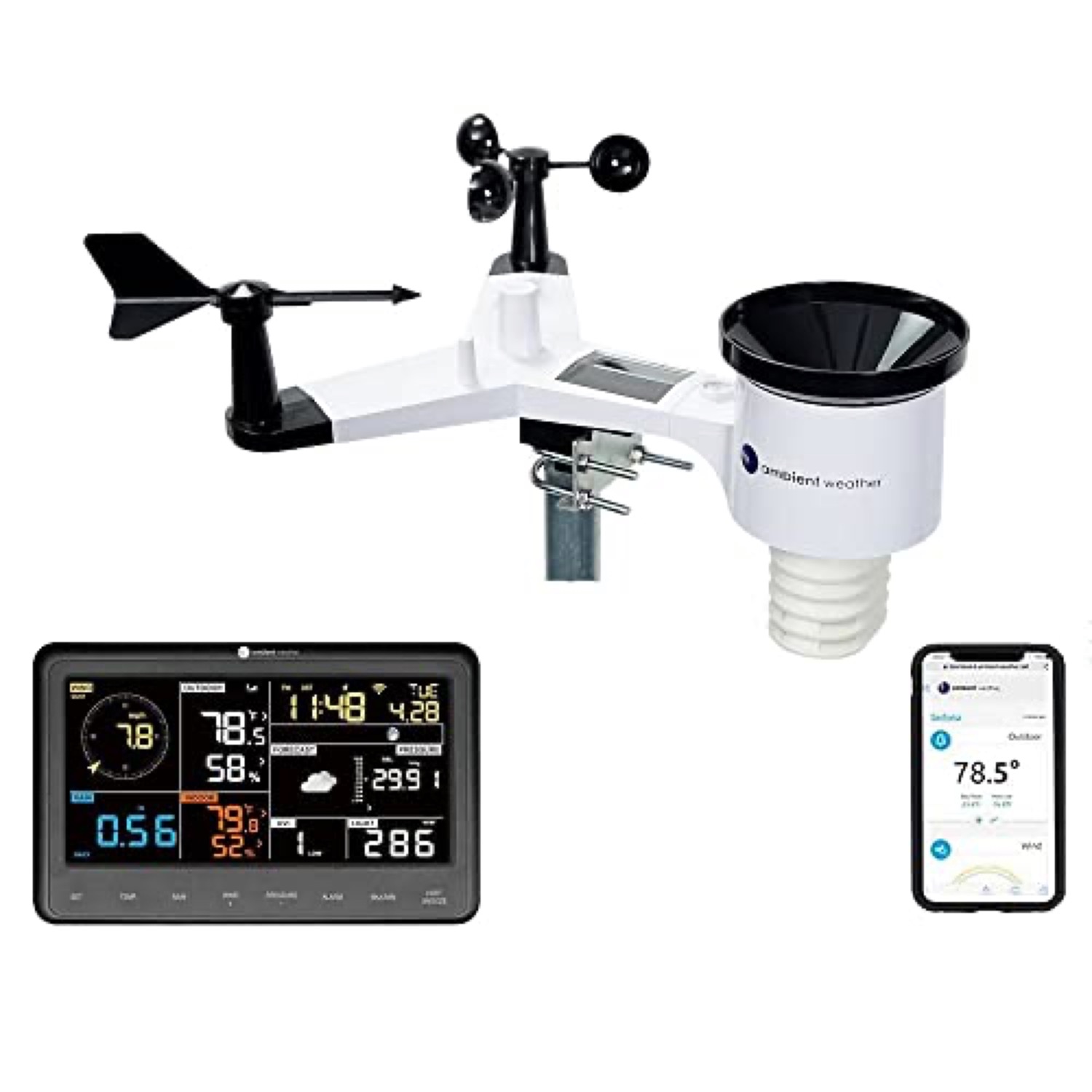Skygauge wireless weather station with an outdoor sensor and a colour display